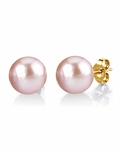 10mm Pink Freshwater Round Pearl Stud Earrings