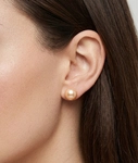 10mm Peach Freshwater Round Pearl Stud Earrings - Secondary Image