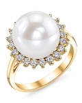 Freshwater Pearl & Diamond Sage Ring