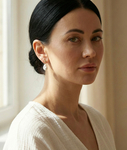 White Freshwater Baroque Pearl Alaya Earrings - Model Image
