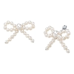 White Freshwater Pearl Bow Earrings