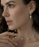 White Freshwater Baroque Pearl Precious Earrings - Model Image
