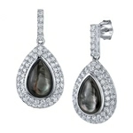 Black Mother of Pearl Cultured Pearl & Cubic Zirconia Earrings