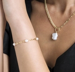 White Freshwater Pearl Tincup Marlee Bracelet - Model Image