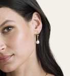 White Freshwater Baroque Pearl Kira Earrings - Model Image