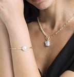 White Freshwater Baroque Pearl Tincup Bailey Bracelet - Model Image