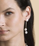 White Freshwater Pearl Emmy Earrings - Model Image