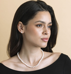 6.5-7.0mm Japanese Akoya Pearl Necklace & Earrings - Model Image