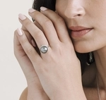 Tahitian South Sea Pearl & Diamond Sage Ring - Model Image
