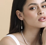 White Freshwater Pearl Bree Earrings - Model Image