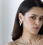 White Freshwater Baroque Pearl Mabel Earrings - Model Image