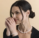 6.5-7.0mm White Freshwater Pearl Necklace, Bracelet & Earrings - Secondary Image
