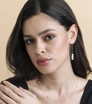 Triple White Freshwater Pearl Louise Earrings - Secondary Image