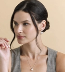 White Freshwater Pearl Removable Mother of Pearl Orchid Flower Earrings - Secondary Image