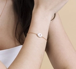 White Freshwater Baroque Pearl Tincup Alma Bracelet - Model Image