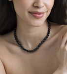 7.5-8.0mm Black Freshwater Pearl Necklace - AAA Quality - Model Image