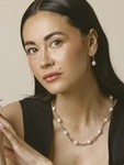 White Freshwater Baroque Pearl Miren Necklace - Model Image