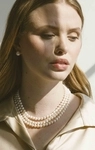 Triple Strand White Freshwater Pearl Necklace - Model Image