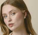 Pink Freshwater Button-Shape Cultured Pearl on Mother of Pearl Flower Lotus Earrings - Model Image