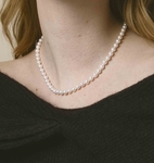 5.5-6.0mm Japanese Akoya White Pearl Necklace- AAA Quality - Model Image