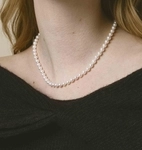 5.5-6.0mm Japanese Akoya White Pearl Necklace- AAA Quality - Model Image