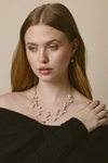 6-9mm White Freshwater Cultured Pearl Wire Shana Necklace - Model Image