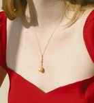 Golden South Sea Pearl & Lab Grown Diamond Georgia Pendant - Model Image