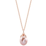 10-11mm Pink Freshwater Pearl Rose Gold Plated Olive Drop Pendant