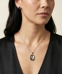 Black Mother of Pearl Cultured Pearl Peyton Pendant Necklace - Model Image