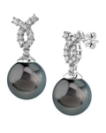 Tahitian South Sea Pearl & Diamond Swirl Earrings