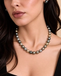 10-11mm Tahitian South Sea Pearl Pastel Multicolor Necklace - AAAA Quality - Model Image