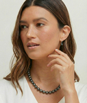 Tahitian South Sea Pearl & Diamond Huggie Eileen Earrings - Model Image