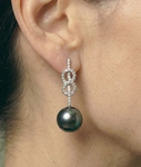 Tahitian South Sea Pearl & Diamond Levana Infinity Earrings - Secondary Image