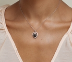 Heart Shaped Tahitian South Sea Pearl & Diamond Pendant - Model Image