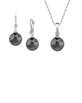 Tahitian South Sea Pearl & Diamond Michelle Jewelry Set - Model Image