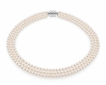 Triple Strand White Akoya Pearl Necklace