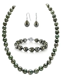 Tahitian South Sea Circle-Baroque Pearl Necklace, Bracelet, Tincup Earrings Set