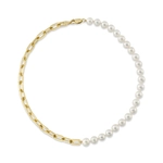 7mm White Freshwater Oscar Pearl & Chain Necklace - Model Image