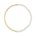 7mm White Freshwater Scarlett Pearl & Chain Necklace - Third Image