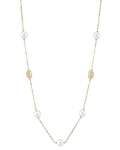 14K Gold Freshwater Pearl & Diamond Opera Length Tincup Kathryn Necklace - Model Image