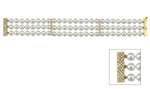 Japanese Akoya Triple Pearl Bracelet with Diamonds - Secondary Image
