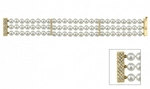 Hanadama Akoya Triple Pearl Bracelet with Diamonds - Secondary Image
