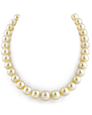 10-12mm Champagne Golden South Sea Pearl Necklace - AAA Quality