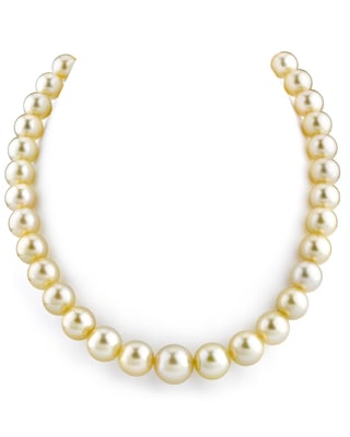 10-12mm Champagne Golden South Sea Pearl Necklace - AAA Quality