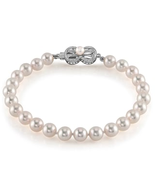 6.0-6.5mm Hanadama Akoya White Pearl Bracelet