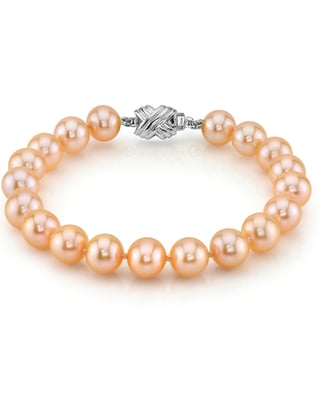 9-10mm Peach Freshwater Pearl Bracelet - AAA Quality