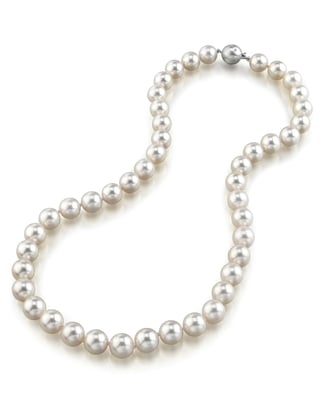 9.5-10mm Japanese Akoya White Pearl Necklace- AA+ Quality