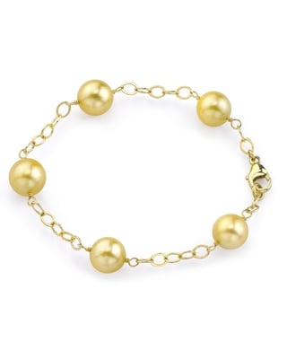 Golden South Sea Round Pearl Tincup Bracelet