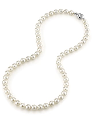 7.0-7.5mm Japanese Akoya White Pearl Necklace- AAA Quality