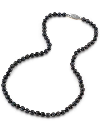 5.5-6.0mm Japanese Akoya Black Pearl Necklace- AA+ Quality